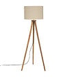ATMOSPHERA - Lampadaire Trépied en Bois de Manguier et Abat-jour Beige lin H 150 cm - vignette