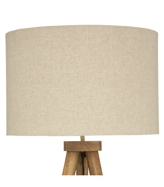 ATMOSPHERA - Lampadaire Trépied en Bois de Manguier et Abat-jour Beige lin H 150 cm - large