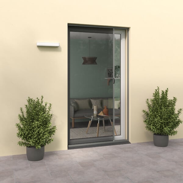MOUSTIKIT - Moustiquaire enroulable porte - Latérale - Alu - Gris - 140x230cm - large
