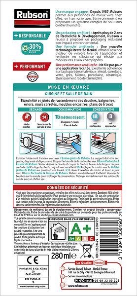 RUBSON - RUBSON Mastic PURE Sanitaire Tranparent 280ml - large