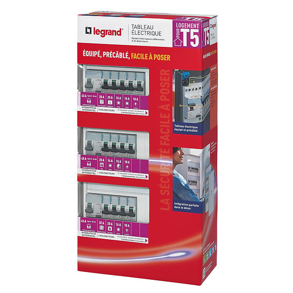 LEGRAND - Tableau électrique équipé DRIVIA - spécial pour logement T5 - large