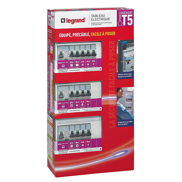 LEGRAND - Tableau électrique équipé DRIVIA - spécial pour logement T5 - large