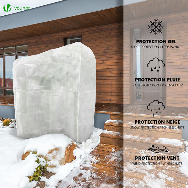 VOUNOT - Housse d'Hivernage Plante avec Cordon et zipper Polypropylème 150g/m² 250x360cm blanc - large