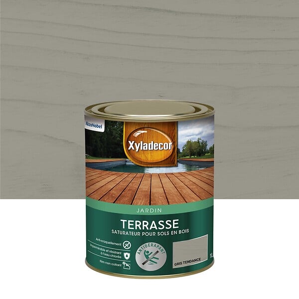 XYLADECOR - Saturateur Sol Exterieur Bois Xyladecor Terrasses Mat Gris Tendance 1L - large