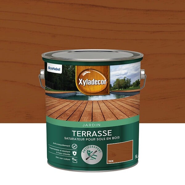 XYLADECOR - Saturateur Terrasse - Teck - Mat - Sol en bois - 5L - large