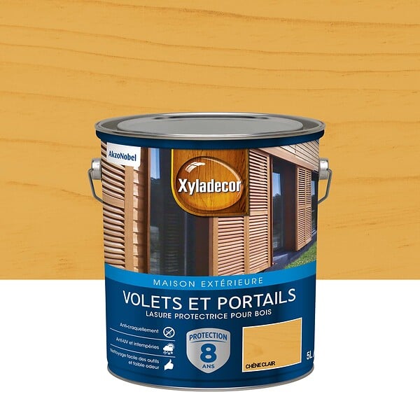 XYLADECOR - Lasure protectrice - Lin foncé - Satin - Bois extérieurs - 5L - large