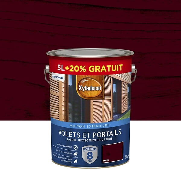 XYLADECOR - Lasure protectrice - Noyer - Satin - Bois extérieurs - 6L - large