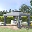 OUTSUNNY - Tonnelle barnum pavillon de jardin style colonial double toit toile moustiquaires et toiles amovibles 3,9L x 2,9l x 2,8H m gris - vignette