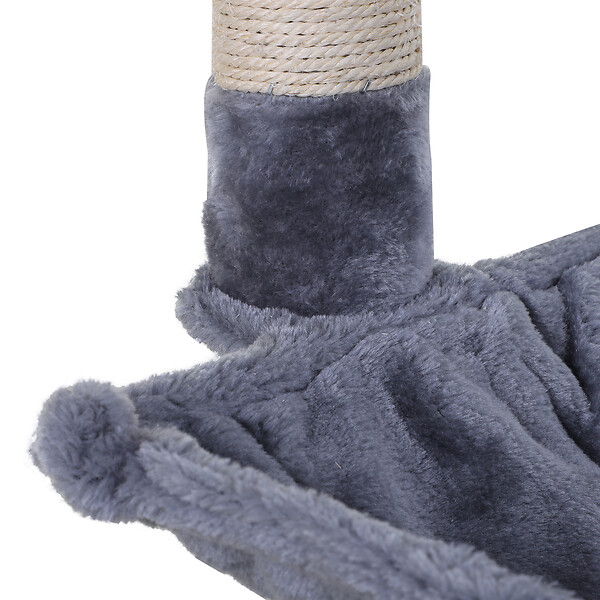 PAWHUT - Arbre à chat 3 griffoirs grattoirs sisal naturel plateforme hamac et boule suspendue dim. 50L x 36l x 70H cm peluche haute densité 220 g/m² gris - large