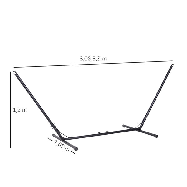 OUTSUNNY - Support pied de hamac réglable structure robuste métal époxy noir dim. 3,08-3,80L x 1,08l x 1,20H m - large