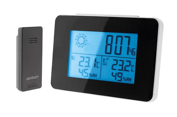 ZENITECH - Station météo N&B prévisions à 24h avec capteur sans fil Noir - Zenitech - large