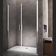 LANERI - Porte De Douche De 8 Mm Double Vantail Réversible Sur La Même Ligne  H.200 –  118,5-122,5 Cm - vignette