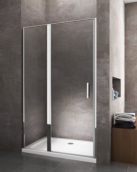 LANERI - Porte De Douche De 6 Mm Avec Un Petite Paroi Et Une Porte À Battant Dans La Même Ligne – 117-120 Cm - large