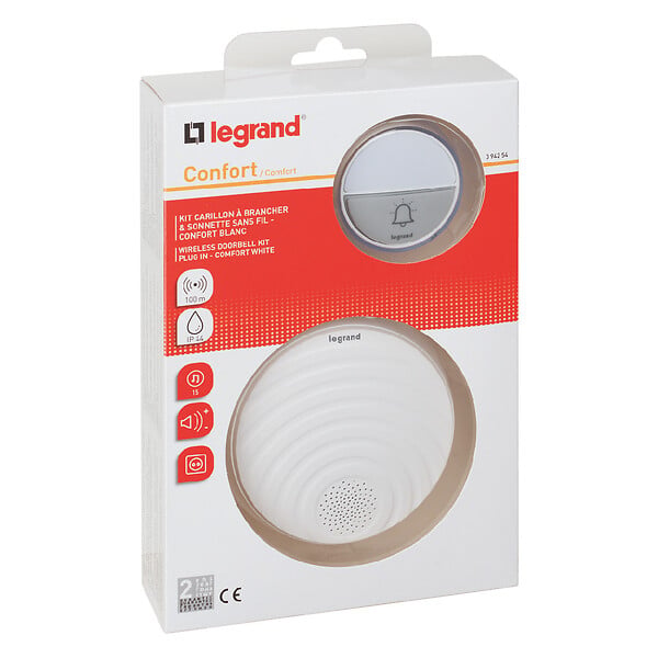 LEGRAND - Kit Carillon ss Fil + Sonnette à Brancher. 15 Mélodies Blanc - large