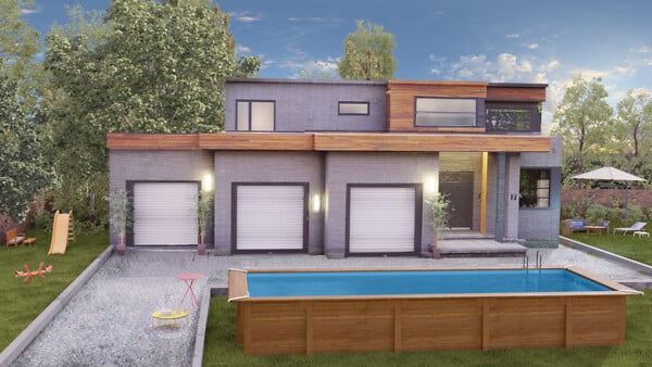 SUNBAY - Piscine bois rectangulaire MINT 10,10m x 4,18m x H.1,46 m LDD - large