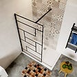 AICA SANITAIRE - AICA paroi de douche 100x200cm paroi de douche à l'italienne en 8mm verre anticalcaire style moderne avec barre de fixation noire 140cm - vignette