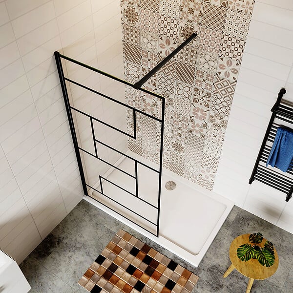 AICA SANITAIRE - AICA paroi de douche 80x200cm paroi de douche à l'italienne en 8mm verre anticalcaire style moderne avec barre de fixation noire 140cm - large