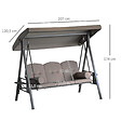 OUTSUNNY - Balancelle de jardin 3 places grand confort toit inclinaison réglable coussins plateaux rétractables polyester filé marron - vignette