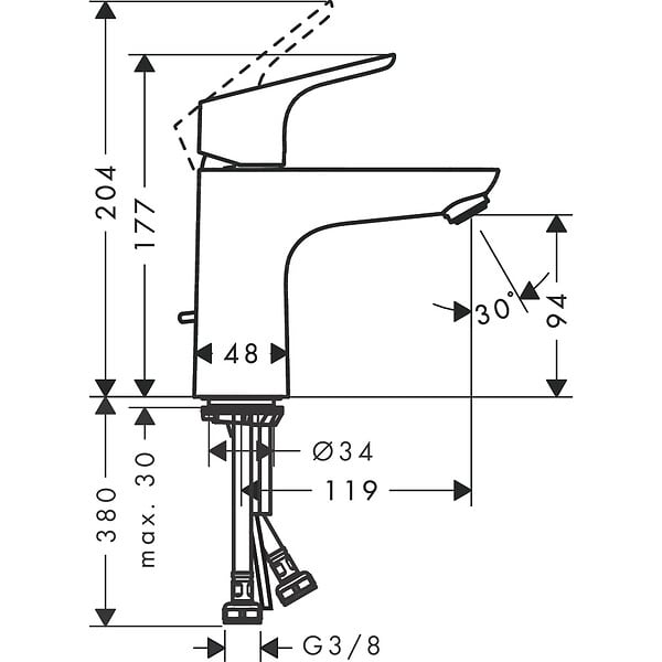 HANSGROHE - mitigeur de lavabo avec tirette et vidage - 31607000 - large