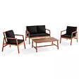 OVIALA - Salon de  terrasse bois avec 1 canapé, 2 fauteuils et table basse noir - Collioure - vignette