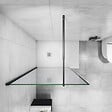AICA SANITAIRE - AICA paroi de douche noire 80x200cm paroi de douche à l'italienne en 8mm verre anticalcaire avec barre de fixation noire extensible en cylindrique - vignette