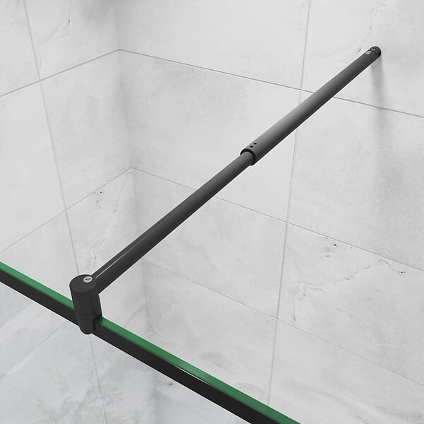 AICA SANITAIRE - AICA paroi de douche noire 80x200cm paroi de douche à l'italienne en 8mm verre anticalcaire avec barre de fixation noire extensible en cylindrique - large