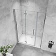 AICA SANITAIRE - AICA porte de douche pivotante 110x185cm porte de douche pliante avec un élément fixe en 6mm verre anticalcaire - vignette