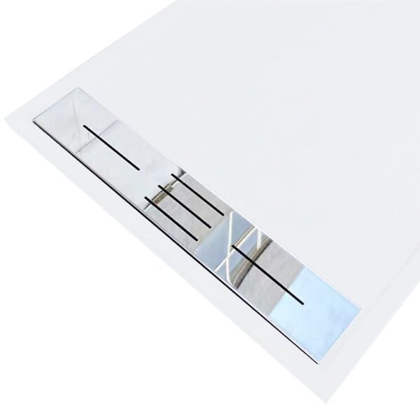 STANO - Receveur de douche 90 x 120 cm extra plat blanc LUCIA en SoliCast® surface ardoisée - large