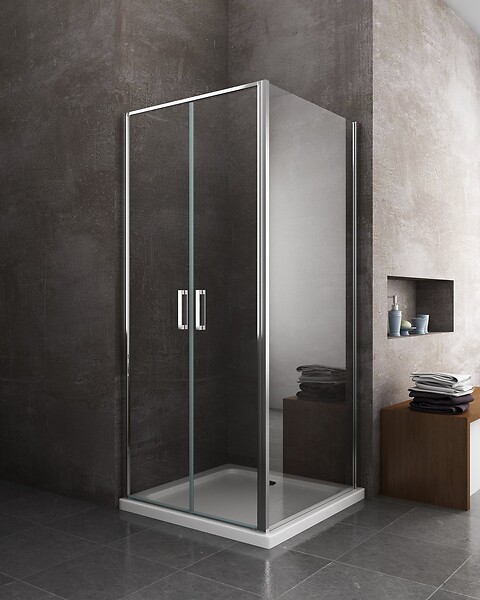 LANERI - Douche De 6 Mm Avec Un Paroi Fixe Laterale Et Porte Type Saloon  (receveur Non Inclu) – 97,5-100 Fixe X 67-70 Saloon - large