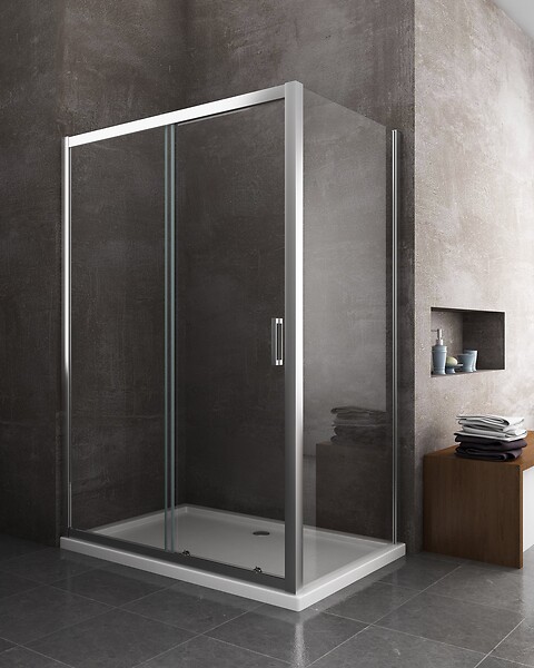 LANERI - Douche De 6 Mm Avec Un Paroi Fixe Laterale Et Une Porte Coulissante (receveur Non Inclu)  – 77,5-80 Fixe X 105-110 Coulissante - large