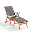 OVIALA - Fauteuil relax en bois d'eucalyptus avec repose-pieds gris - Sisco - vignette