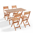 OVIALA - Table de terrasse et 4 chaises pliantes en bois - Sete - vignette