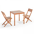 OVIALA - Table et 2 chaises pliantes en bois d'eucalyptus - Sete - vignette