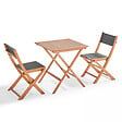 OVIALA - Ensemble table carrée pliante et 2 chaises pliantes noir - Sete - vignette