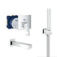 GROHE - Grohe Eurocube Set Mitigeur mécanique et corps d'encastrement + Bec bain StarLight + Douchette stick 1 jet, Chrome (24062cube-Bain) - vignette