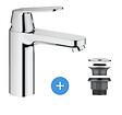 GROHE - Eurosmart Cosmopolitan Set Mitigeur Lavabo Taille M + Bonde clic clac Grohe pour lavabo avec trop-plein (23327000-CLICCLAC) - vignette