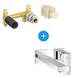 GROHE - Eurocube Set Mitigeur monocommande 2 trous lavabo encastré mural Chrome Taille M + Corps encastré (23447000-SET) - vignette