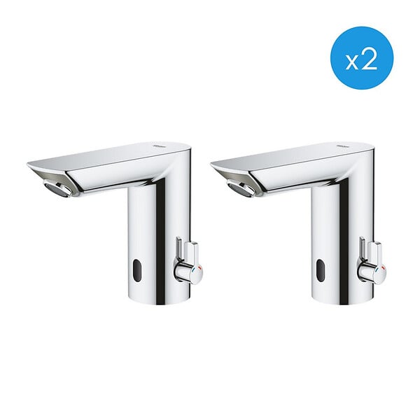 GROHE - Bau Cosmopolitan E Lot de 2 mitigeurs lavabo infrarouge 1/2″ avec limiteur de température ajustable, Chromé (36451000-DUO) - large