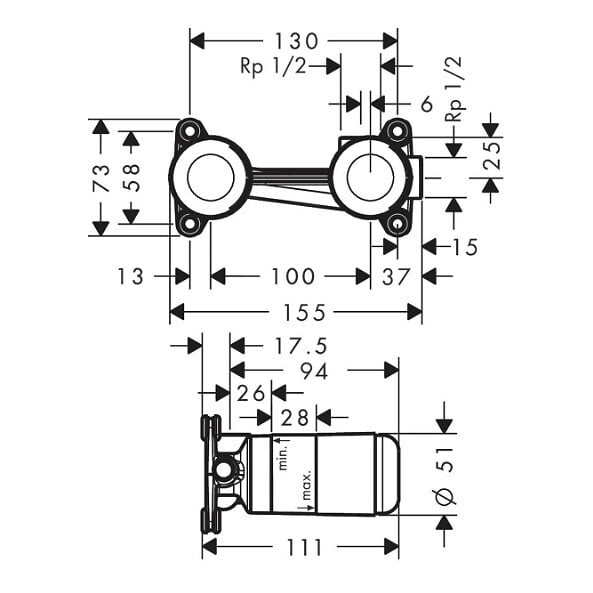 HANSGROHE - Corps d'encastrement pour mitigeur à encastrer (HG-13622180) - large