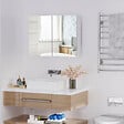 HOMCOM - Armoire miroir de salle de bain armoire murale double portes et étagères dim. 80L x 15l x 60H cm MDF blanc - vignette