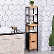 HOMCOM - Meuble colonne rangement salle de bain style cosy dim. 30L x 30l x 144H cm 3 étagères 2 tiroirs bambou MDF noir - vignette