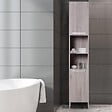 HOMCOM - Meuble colonne rangement salle de bain dim. 30L x 32l x 172H cm 2 placards avec étagère + 2 niches MDF imitation bois gris - vignette