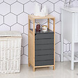HOMCOM - Meuble colonne rangement salle de bain style cosy dim. 32L x 30l x 80H cm porte étagères niche bambou gris - vignette