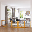 PAWHUT - Barrière de sécurité parc enclos chien modulable pliable porte verrouillable intégrée 5 panneaux grillage acier noir bois de pin verni - vignette