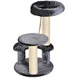 PAWHUT - Arbre à chats 2 griffoirs grattoirs sisal naturel 3 plateformes corde à grimper dim. Ø 40 x 65H cm peluche haute densité 500 g/m² gris - vignette