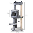 PAWHUT - Arbre à chats multi-équipements griffoirs grattoirs plateformes niche jeu boule suspendue Ø 48 x 104H cm gris - vignette