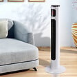 HOMCOM - Ventilateur colonne tour programmable oscillant silencieux 45 W avec télécommande écran affichage minuterie 3 modes 3 vitesses 32L x 32l x 96H cm blanc noir - vignette