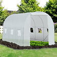 OUTSUNNY - Serre de jardin tunnel surface sol 7 m² 3,5L x 2l x 2H m châssis tubulaire renforcé 18 mm 6 fenêtres blanc - vignette