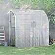OUTSUNNY - Serre de jardin adossée serre adossée dim. 2L x 1l x 2,13H m 4 étagères 2 portes zippées 1 fenêtre acier PE haute densité blanc - vignette