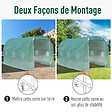 OUTSUNNY - Serre de jardin tunnel surface sol 8 m² 4L x 2l x 2,10H m châssis tubulaire renforcé porte zippée 6 fenêtres enroulables vert - vignette